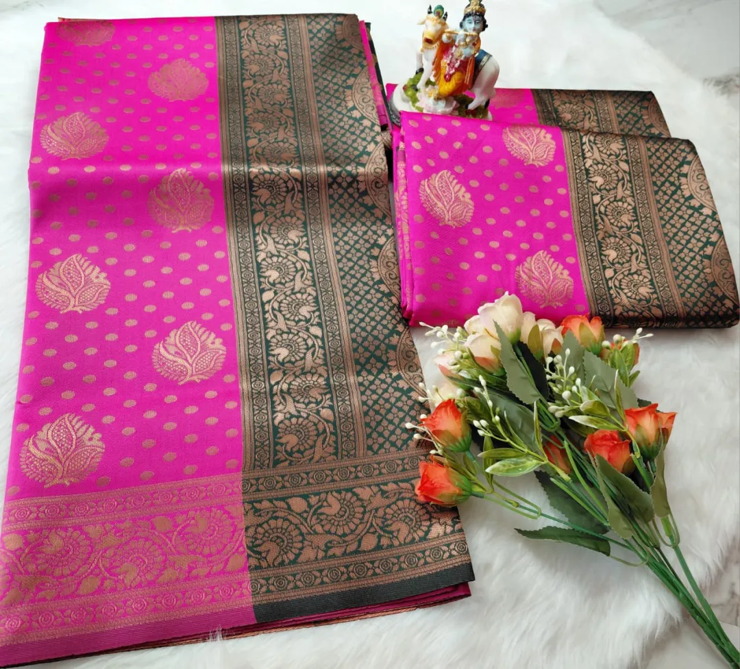 BANARASI SOFT SILK SAREE With Flower