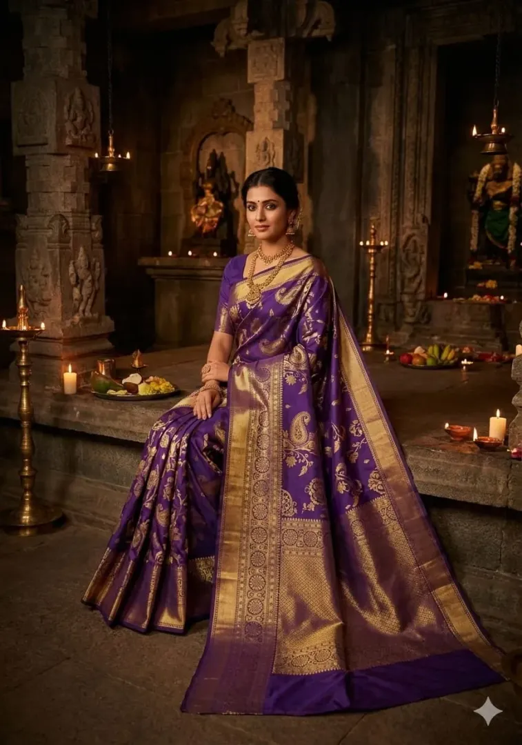 PEACOCK BANARASI SOFT SILK SAREE